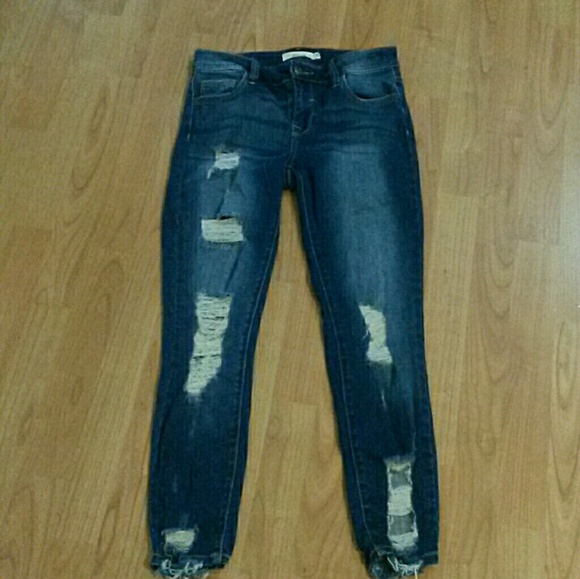 Cello jeans Pants - Ripped ankle cropped skinny jeans